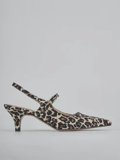 Décolleté e slingback tacco 4cm pelle multicolor
