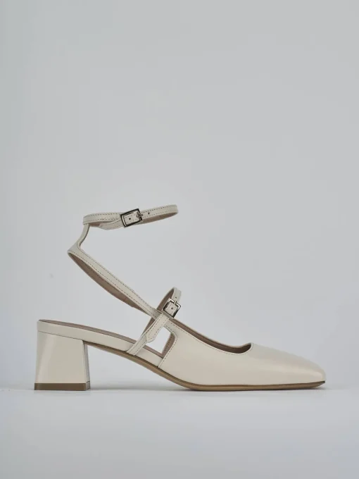 Décolleté e slingback tacco 5cm pelle beige
