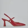Décolleté e slingback tacco 7cm pelle rosso