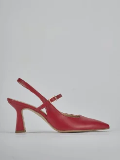 Décolleté e slingback tacco 7cm pelle rosso