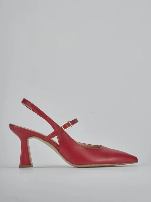 Décolleté e slingback tacco 7cm pelle rosso