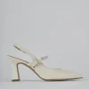 Décolleté e slingback tacco 7cm pelle bianco