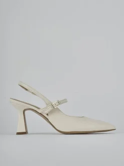 Décolleté e slingback tacco 7cm pelle bianco
