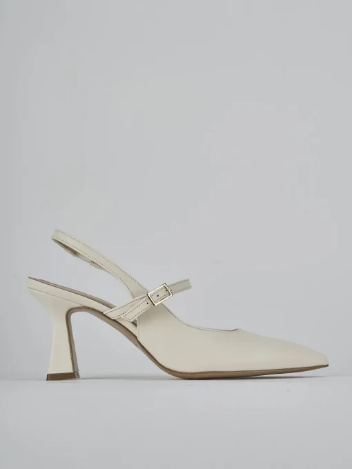 Décolleté e slingback tacco 7cm pelle bianco