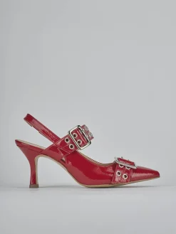 Décolleté e slingback tacco 7cm vernice rosso