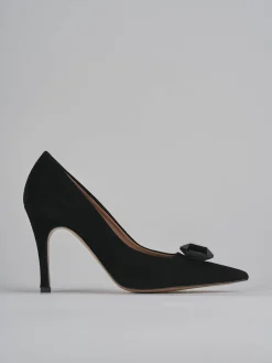 Décolleté e slingback tacco 9cm camoscio nero