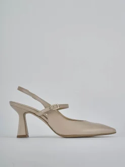 Décolleté e slingback tacco 7cm pelle beige
