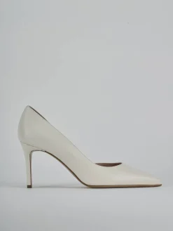 Décolleté e slingback tacco 8cm pelle bianco
