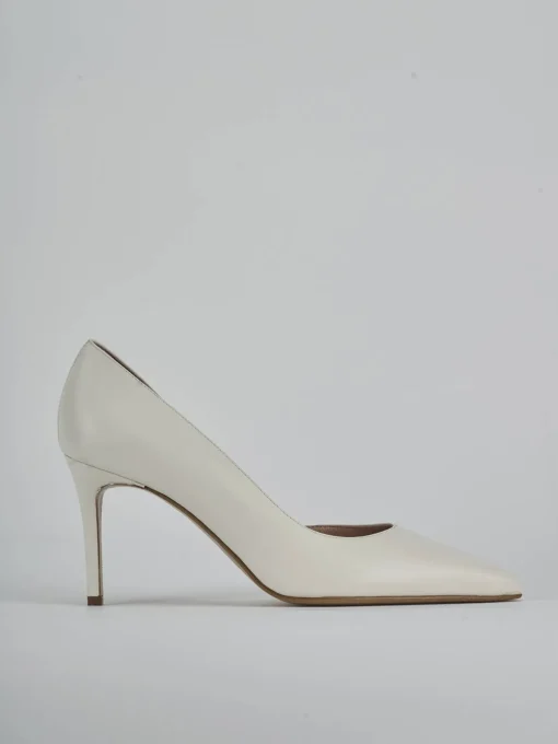 Décolleté e slingback tacco 8cm pelle bianco