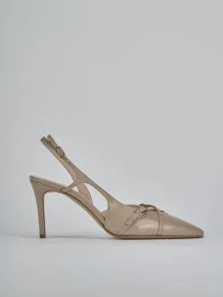 Décolleté e slingback tacco 7cm vernice beige