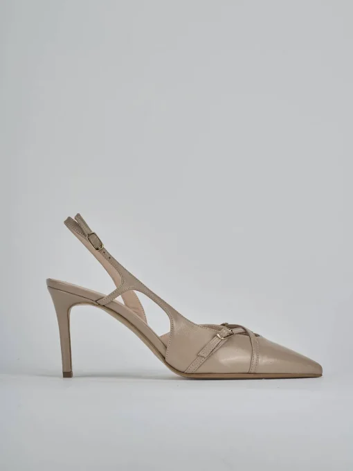 Décolleté e slingback tacco 7cm vernice beige