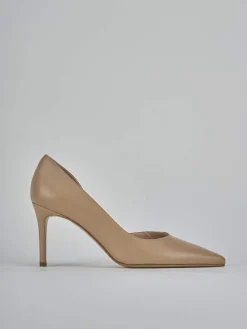 Décolleté e slingback tacco 8cm pelle beige