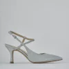 Décolleté e slingback tacco 7cm pelle argento