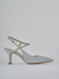 Décolleté e slingback tacco 7cm pelle argento