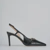 Décolleté e slingback tacco 7cm vernice nero