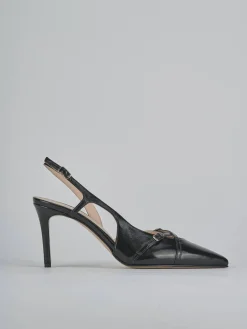 Décolleté e slingback tacco 7cm vernice nero