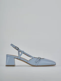 Décolleté e slingback tacco 5cm pelle azzurro