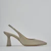 Décolleté e slingback tacco 7cm pelle oro