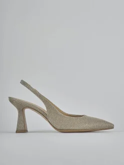 Décolleté e slingback tacco 7cm pelle oro