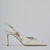 Décolleté e slingback tacco 7cm pelle bianco