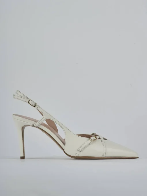 Décolleté e slingback tacco 7cm pelle bianco