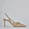 Décolleté e slingback tacco 7cm pelle marrone