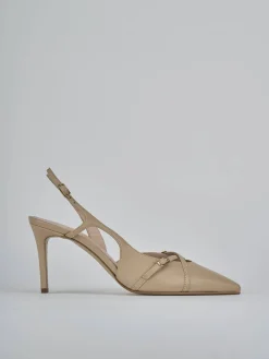 Décolleté e slingback tacco 7cm pelle marrone