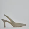Décolleté e slingback tacco 7cm pelle oro