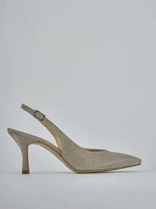Décolleté e slingback tacco 7cm pelle oro
