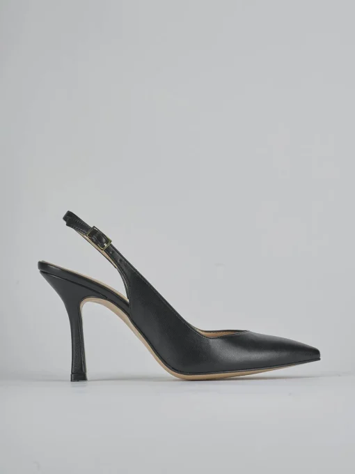 Décolleté e slingback tacco 9cm pelle nero