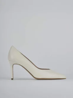 Décolleté e slingback tacco 7cm pelle bianco