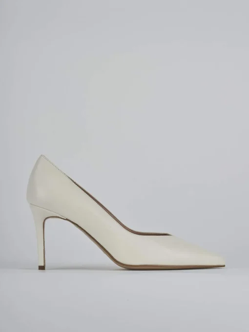 Décolleté e slingback tacco 7cm pelle bianco