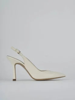 Décolleté e slingback tacco 9cm pelle bianco