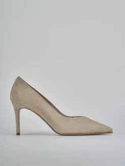 Décolleté e slingback tacco 7cm camoscio beige