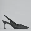 Décolleté e slingback tacco 6cm pelle nero