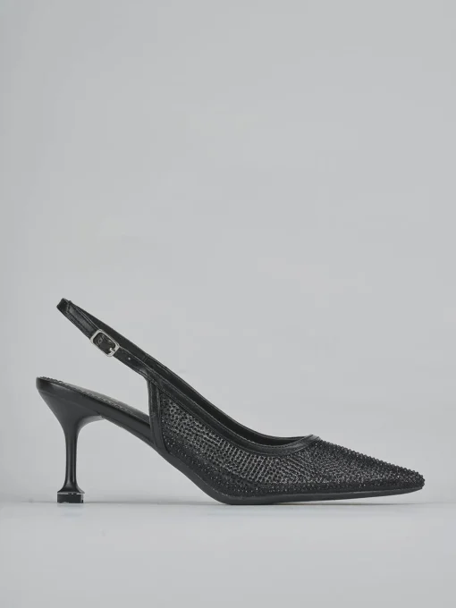 Décolleté e slingback tacco 6cm pelle nero
