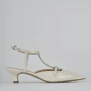 Décolleté e slingback tacco 4cm vernice bianco