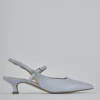 Décolleté e slingback tacco 4cm pelle azzurro