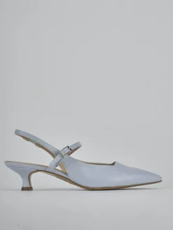 Décolleté e slingback tacco 4cm pelle azzurro