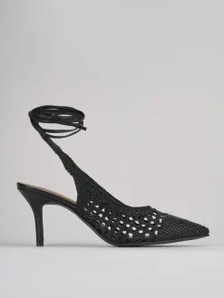 Décolleté e slingback tacco 7cm pelle nero