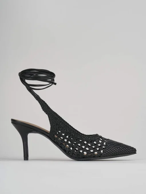 Décolleté e slingback tacco 7cm pelle nero