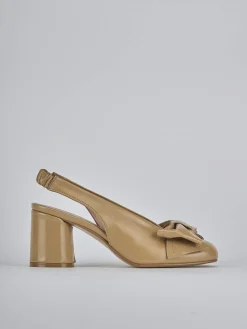 Décolleté e slingback tacco 8cm pelle marrone