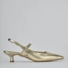 Décolleté e slingback tacco 4cm laminato oro