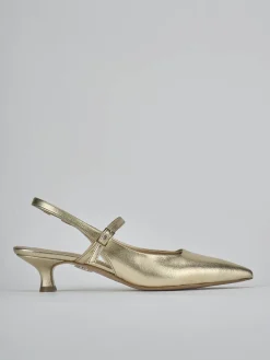 Décolleté e slingback tacco 4cm laminato oro