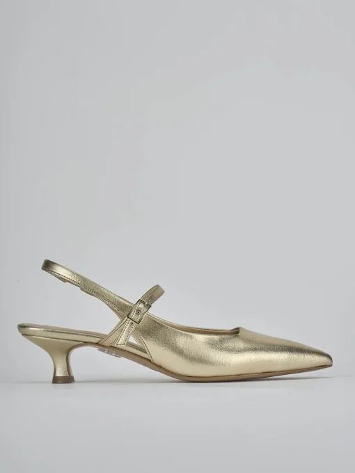 Décolleté e slingback tacco 4cm laminato oro