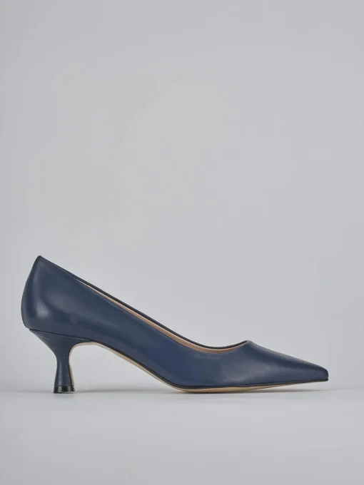 Décolleté e slingback tacco 5cm pelle blu