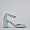 Décolleté e slingback tacco 7cm pelle azzurro