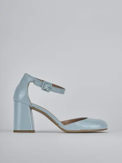 Décolleté e slingback tacco 7cm pelle azzurro