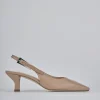 Décolleté e slingback tacco 6cm pelle marrone