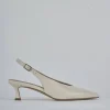 Décolleté e slingback tacco 5cm pelle beige